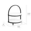 2-Tier White Wood Metal Storage Display Tray - 13.5"